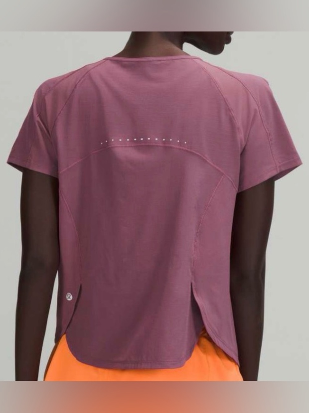 Lululemon (S) Vintage Plum athletic short sleeve Scalloped slits top tee